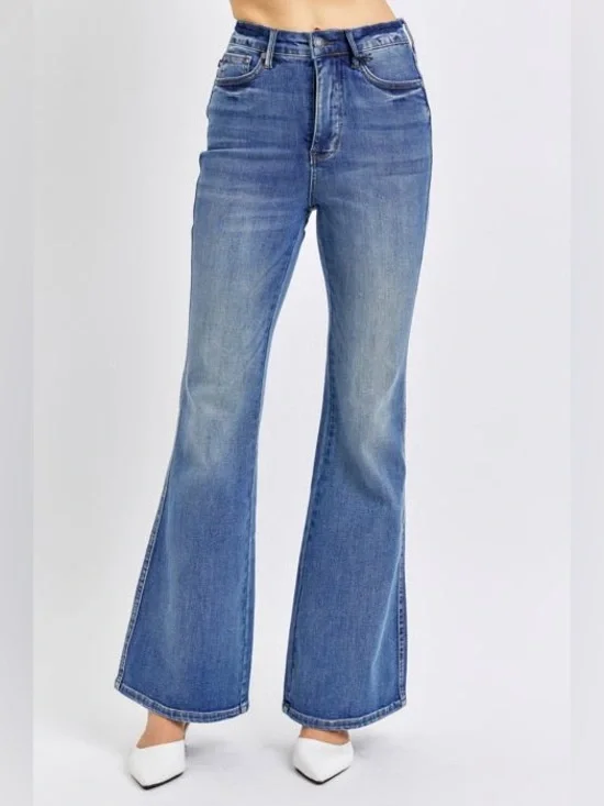 Judy Blue High Waist Tummy Control Contrast Flare Denim sz 26 - Picture 2 of 13